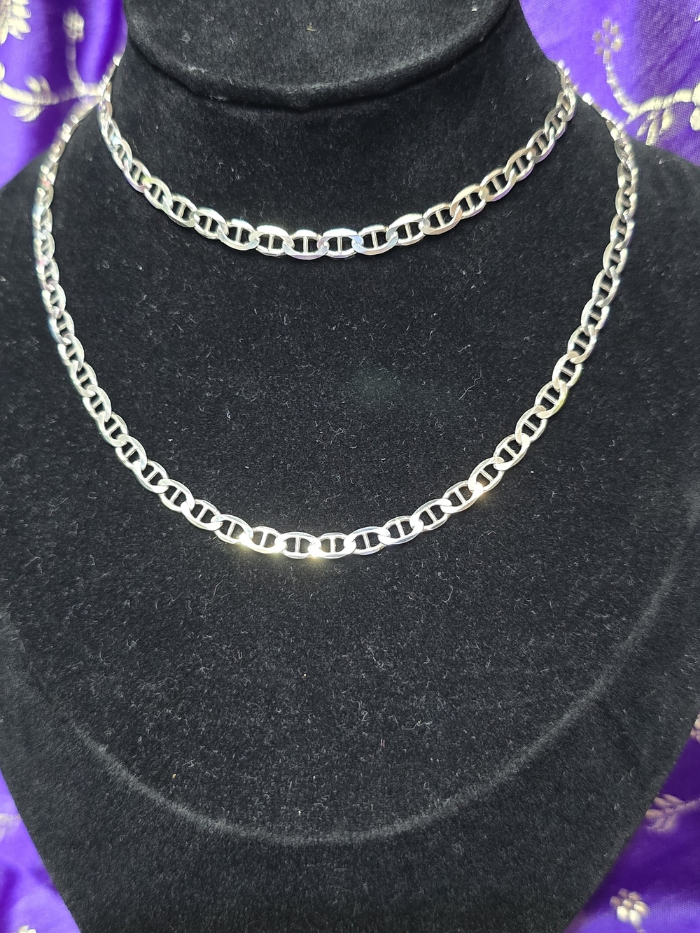Italian Sterling Silver Mariner Link Chain Necklace 24”